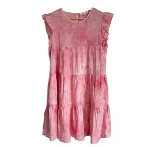 4/$20 Free The Roses Dyed Tiered Babydoll Boho Mini Ruffled Sundress Size Small